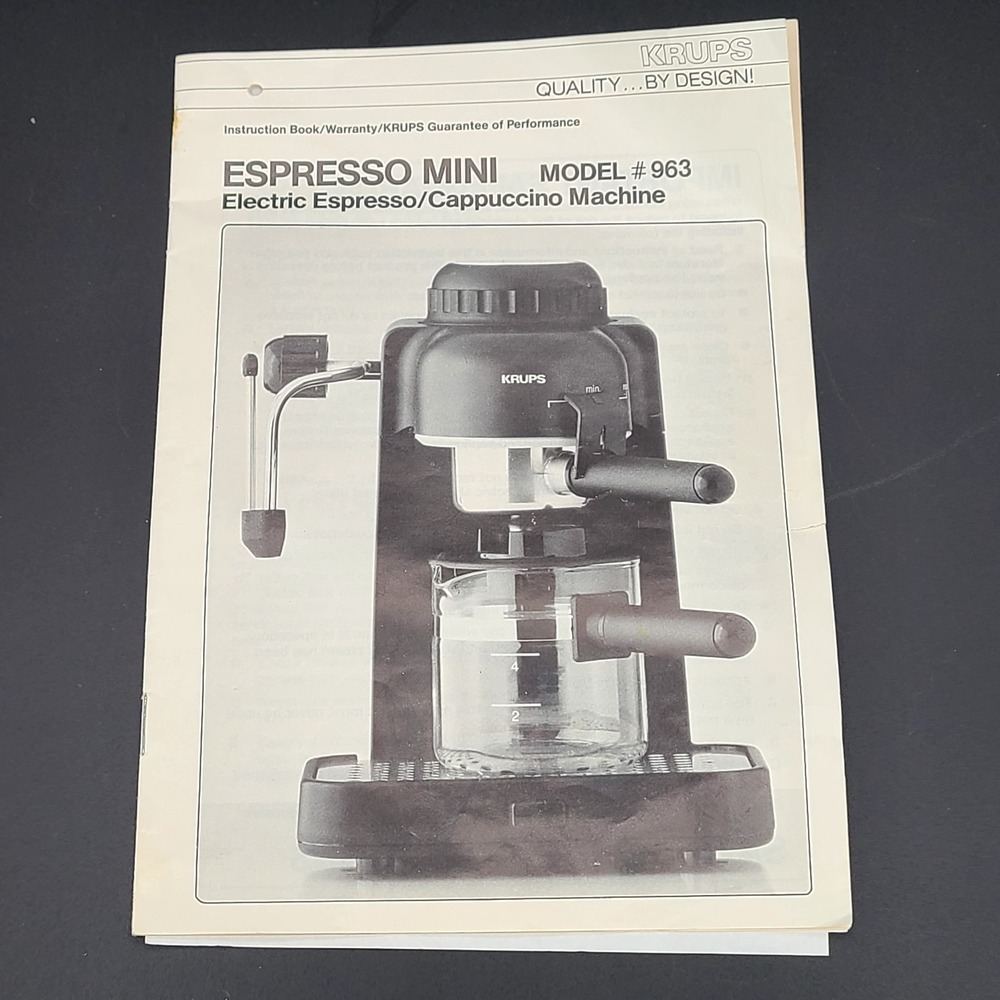 Krups Espresso Mini 963 963A 963B Replacement Parts OEM: Instruction Book
